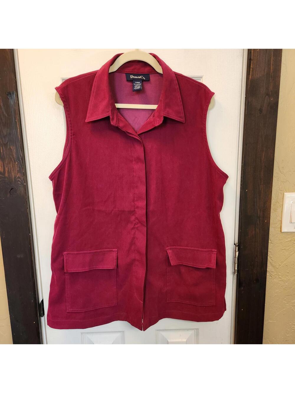 Denim & Co. Women's Sleeveless Suede Vest in Burgundy- Large NWOT